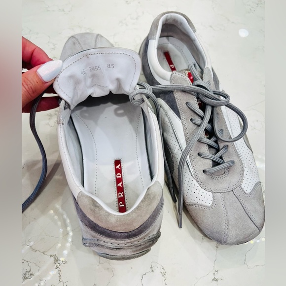 Prada, white, gray and silver men’s sneakers 👟, size 8.5 - Picture 8 of 11
